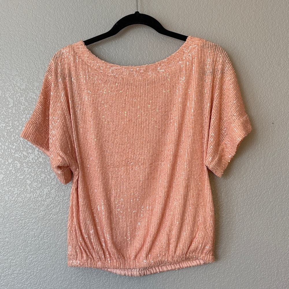 Trina Turk Coral Sequin Blouse